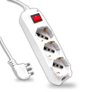 V-TAC Multipresa con Cavo 1,5m 3 Prese 10/16A 2P T Bipasso Schuko Interruttore Luminoso Spina 16A 2P+T Colore Bianco