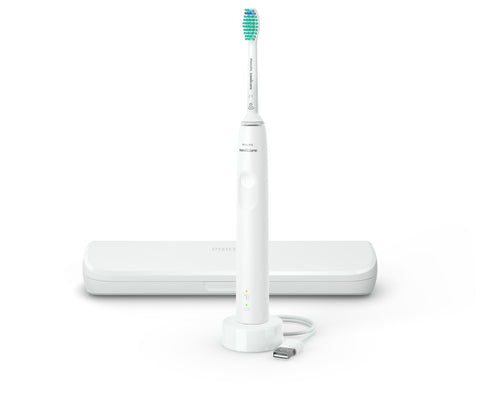 Philips 3100 series sonicare spazzolino elettrico sonico bianco, con custodia da viaggio hx3673/13 - HX3673 13