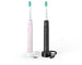 Philips 3100 series sonicare spazzolini elettrici sonici, confezione da 1 spazzolino rosa e 1 spazzolino nero hx3675/15