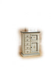 Credenza dispensa 2 porte 5 cassetti shabby bianco patinato decori 75x40x100 (1329)