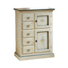 Credenza dispensa 2 porte 5 cassetti shabby bianco patinato decori 75x40x100 (1329)