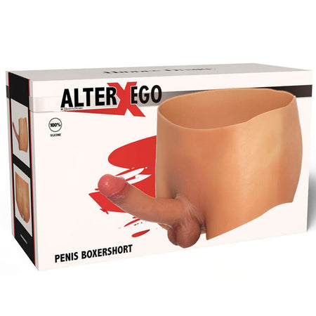 Penis Boxer strap on con pene fallo realistico indossabile 100% silicone da 18 cm