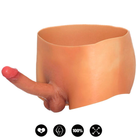 Penis Boxer strap on con pene fallo realistico indossabile 100% silicone da 18 cm