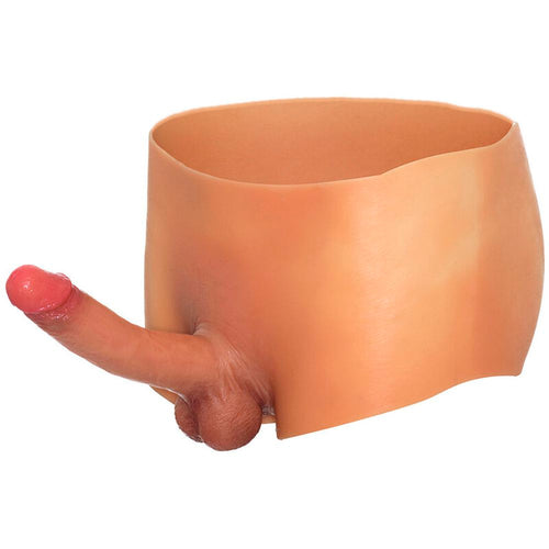 Penis Boxer strap on con pene fallo realistico indossabile 100% silicone da 18 cm