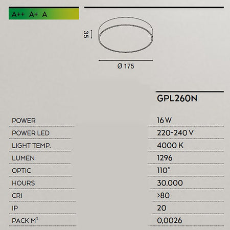 Plafoniera moderna Gea Led CLOE 35 GPL260N LED alluminio lampada soffitto