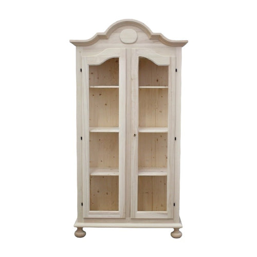 MOBILI 2G - Vetrina 2 Porte 3 ripiani Legno Grezzo 103x45x197 (958)