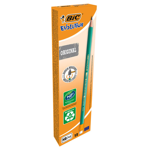 Scatola 12 Matite Ecolutionsevolution Graphite 655 Hb Bic Con Gommino