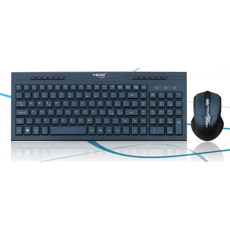Kit Tastiera e Mouse Tecno TC-740W - Mouse e Tastiera Compatti senza fili - Multimediale - Colore Nero