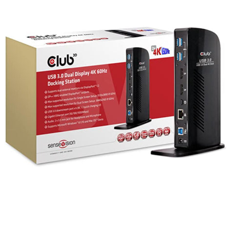 Club3d usb3.2 gen1 type a or c dual display 4k60hz docking station displaylink® certified - CSV-1460