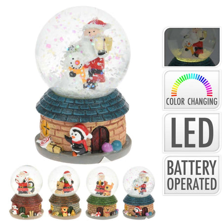 Sfera di vetro con acqua e luce Led decorazione natalizia h 7  cm