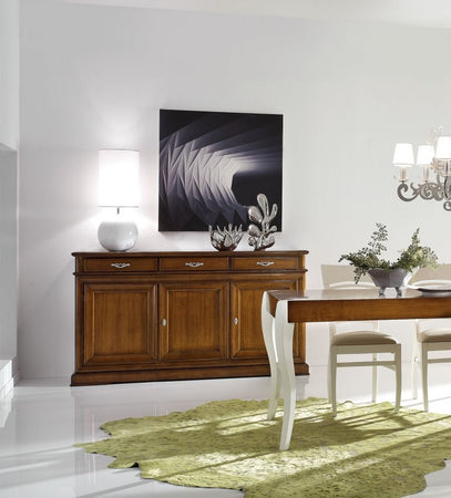 MOBILI 2G - Credenza 3 porte 3 cassetti Legno grezzo 180x48x100 (3074)