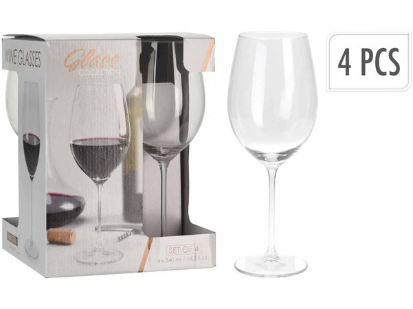 Calici decorativi in vetro trasparente per vino rosso 540 ml set da 4
