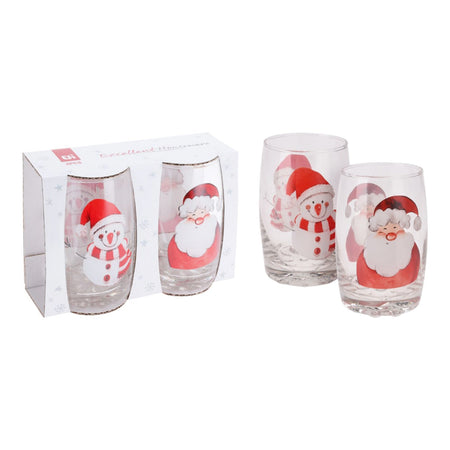 Bicchieri decorativi natalizi in vetro 300 ml decorazione natalizia set da 2