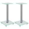 Pedane Casse 2pz Argento Vetro Temperato Design A 1 Pilastro