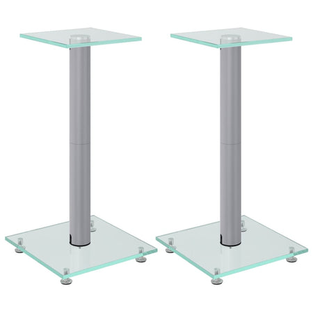 Pedane Casse 2pz Argento Vetro Temperato Design A 1 Pilastro