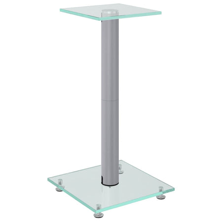 Pedane Casse 2pz Argento Vetro Temperato Design A 1 Pilastro
