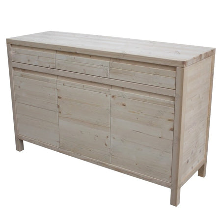 MOBILI 2G - Credenza 3 porte 3 cassetti Legno massello di abete grezzo 150x50x95 (3321)