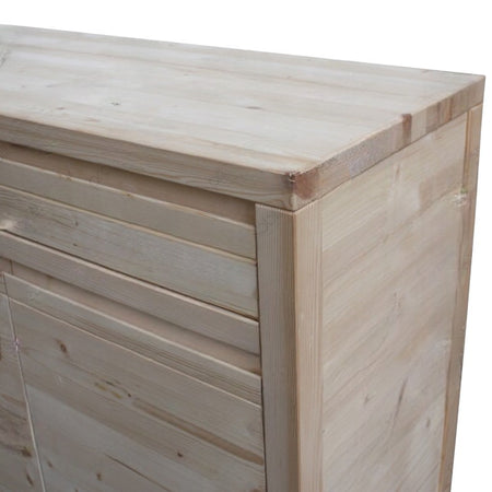 MOBILI 2G - Credenza 3 porte 3 cassetti Legno massello di abete grezzo 150x50x95 (3321)