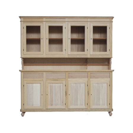 MOBILI 2G - Cristalliera 4 porte 4 cassetti Legno grezzo 196x43x208