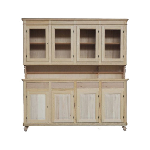 MOBILI 2G - Cristalliera 4 porte 4 cassetti Legno grezzo 196x43x208