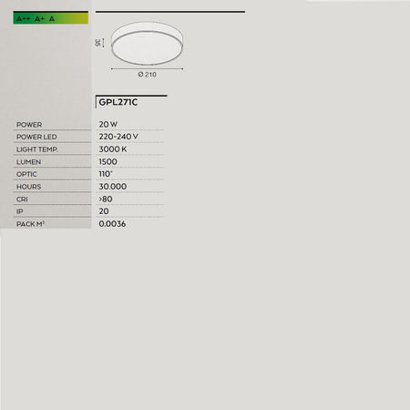 Plafoniera Gea Led CLOE 35 GPL271C LED IP20 alluminio modulo led integrato