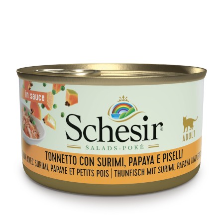 Schesir Tonnetto con Surimi Papaya e Piselli in Salsa Scatoletta per Gatti Adulti 85gr