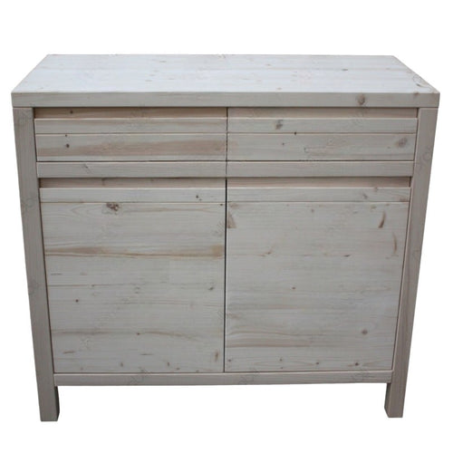 MOBILI 2G - Credenza 2 porte 2 cassetti Legno massello di abete grezzo 104x50x95 (3312)