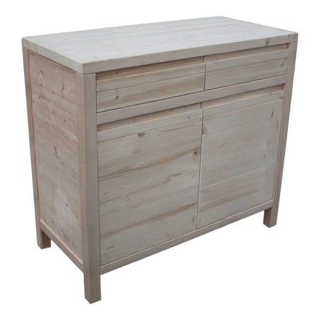 MOBILI 2G - Credenza 2 porte 2 cassetti Legno massello di abete grezzo 104x50x95 (3312)