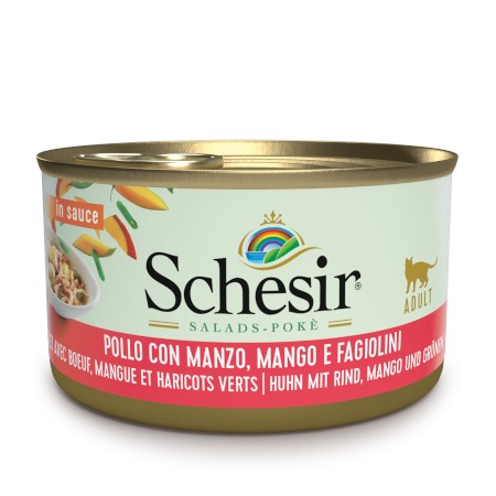 Schesir Pollo con Manzo Mango e Fagiolini in Salsa Scatoletta per Gatti Adulti 85gr
