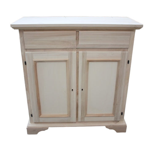 MOBILI 2G - Credenza 2 porte 2 cassetti Legno grezzo 90x40x94 (5011)