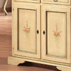 MOBILI 2G - Credenza 2 porte 2 cassetti Legno shabby avorio patinato filo verde 90x40x94 (1331)