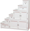 Biscottini Mobile Cassettiera Scala Country Legno Massello Tiglio Bianco Antico 140x42x142