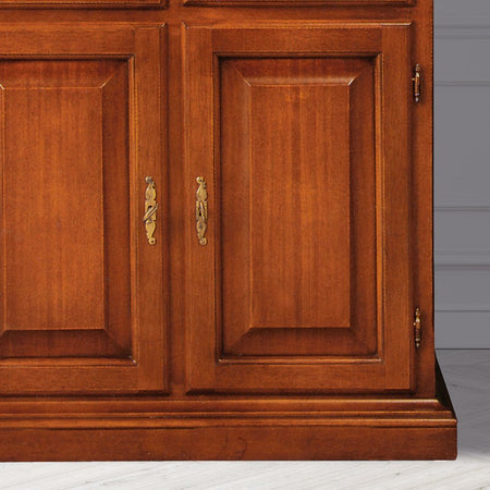 MOBILI 2G - Credenza madia classica 2 porte 2 cassetti Legno tinta noce 82x41x84 (205)