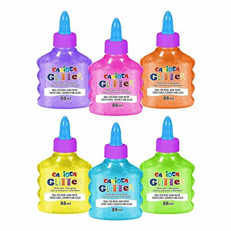 Carioca Bottigliette Glitter Glue Neon, colla glitter.
