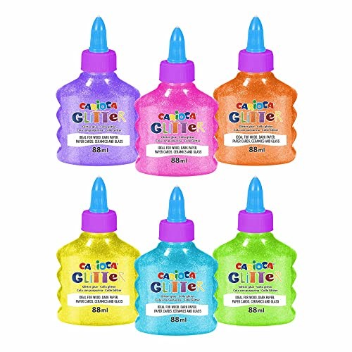 Carioca Bottigliette Glitter Glue Neon, colla glitter.