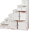 Biscottini Mobile Cassettiera Scala Country Legno Massello Tiglio Bianco Antico 140x42x142