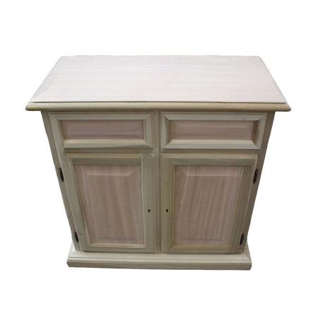 MOBILI 2G - Credenza madia classica 2 porte 2 cassetti Legno tinta noce 82x41x84 (205)
