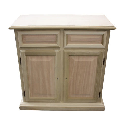 MOBILI 2G - Credenza madia classica 2 porte 2 cassetti Legno grezzo 82x41x84 (205)