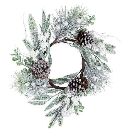 Ghirlanda di natale corona innevata Johann con bacche pigne decorazione natalizia Ø 35 cm