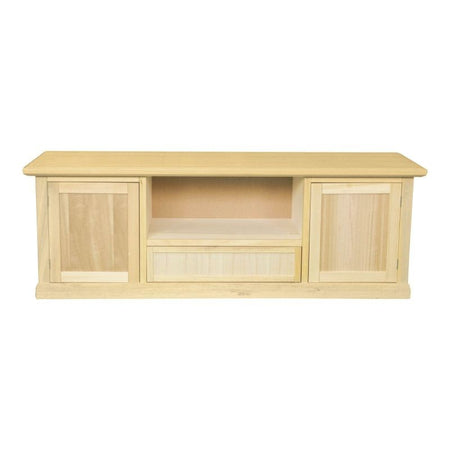 MOBILI 2G - Porta tv 2 porte 1 cassetto a giorno Legno grezzo 160x45x56