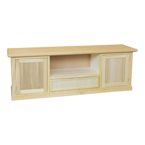 MOBILI 2G - Porta tv 2 porte 1 cassetto a giorno Legno grezzo 160x45x56