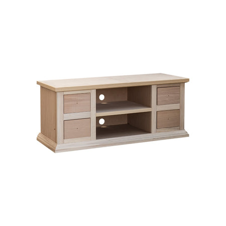 MOBILI 2G - Porta tv 4 cassetti 2 vani a giorno Legno grezzo 120x50x53