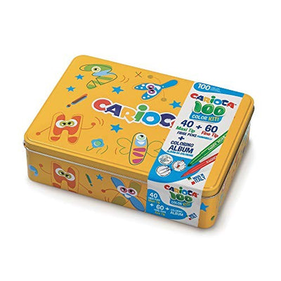 Carioca - Color Kit Scatola Latta 100 Pennarelli + Album