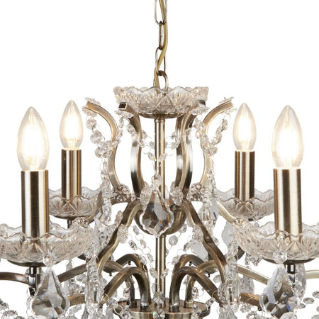 Lampadario Classico Parigi Acciaio Ottone Vetro Trasparente 6 Luci E14