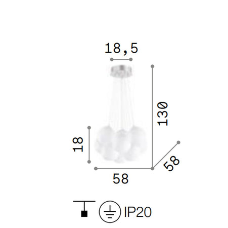 Lampadario moderno Ideal Lux MAPA BIANCO PLUS SP11 131924 E14 LED vetro sospensione