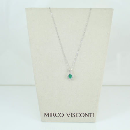 Collana donna Mirco Visconti in oro bianco con smeraldo e diamanti