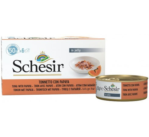 Schesir Jelly Tonnetto con Papaya Multipack per Gatti Adulti 6X50gr