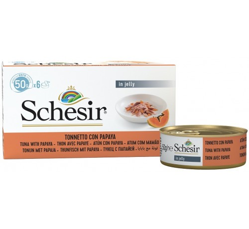 Schesir Jelly Tonnetto con Papaya Multipack per Gatti Adulti 6X50gr