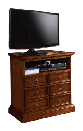 MOBILI 2G - Porta tv classico 6 cassetti 1 vano tinta noce 83x47x84 (715)