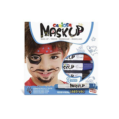 Carioca Mask Up Carnival, Truccabimbi Kit per Bambini e Bambine, 3 Colori e 2 Tutorial